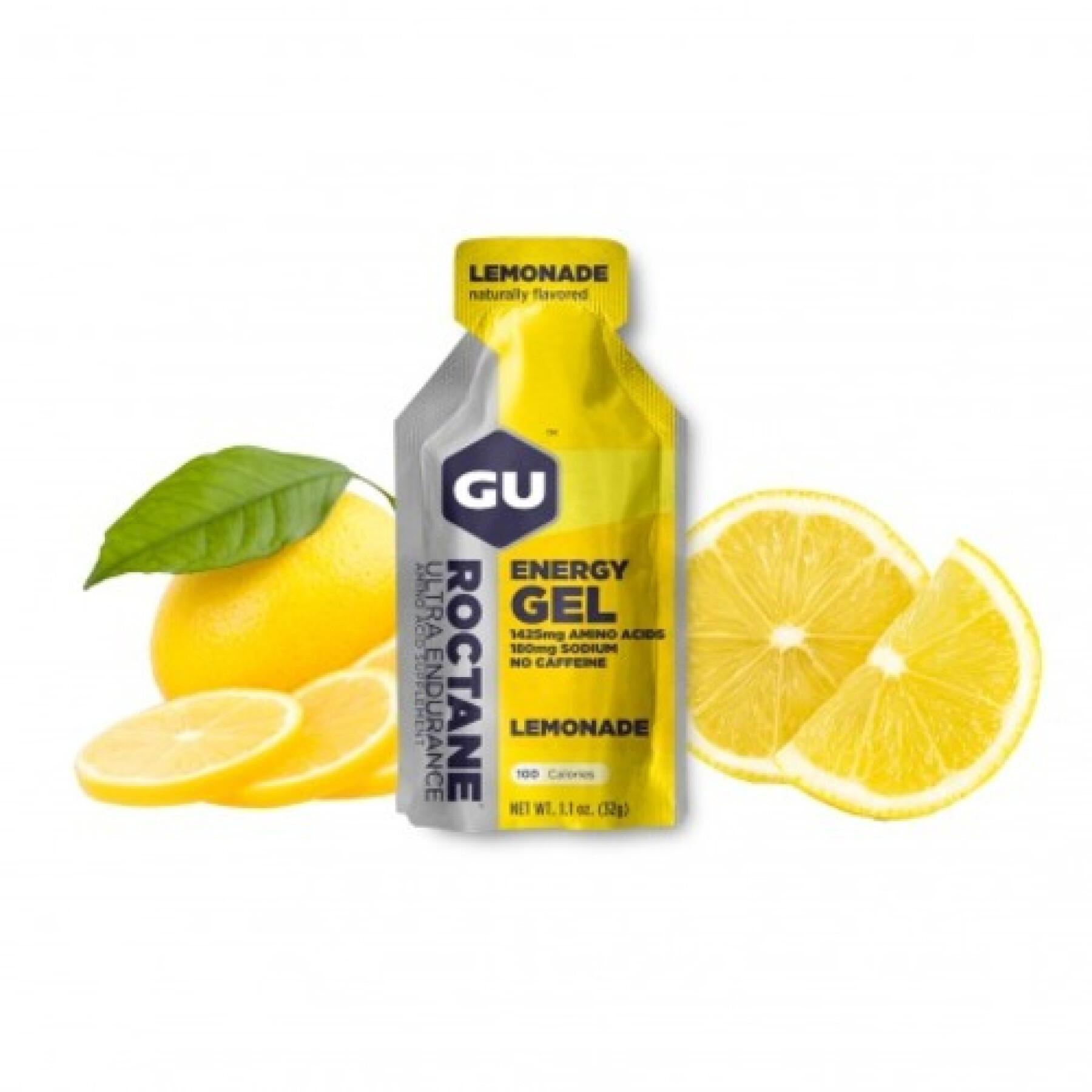 Pacote de 24 géis roctane Gu Energy limonade sans caféine