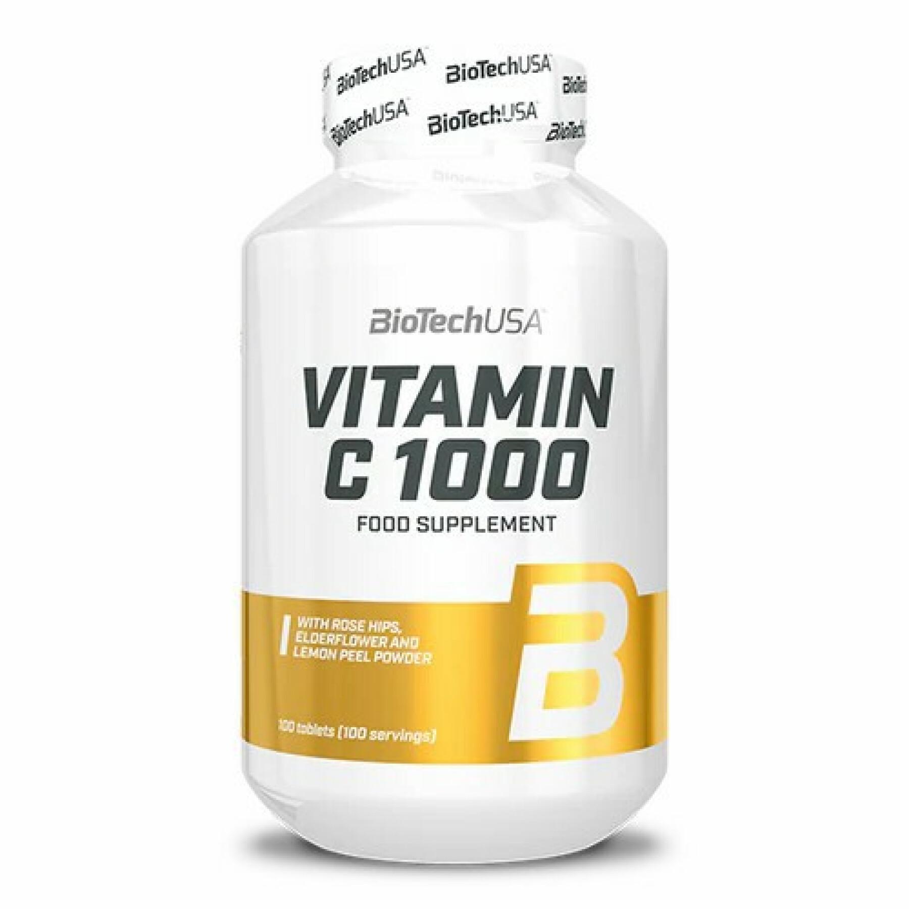 Pacote de 12 frascos de vitamina c Biotech USA 1000 bioflavonoïdes - 120 Comp
