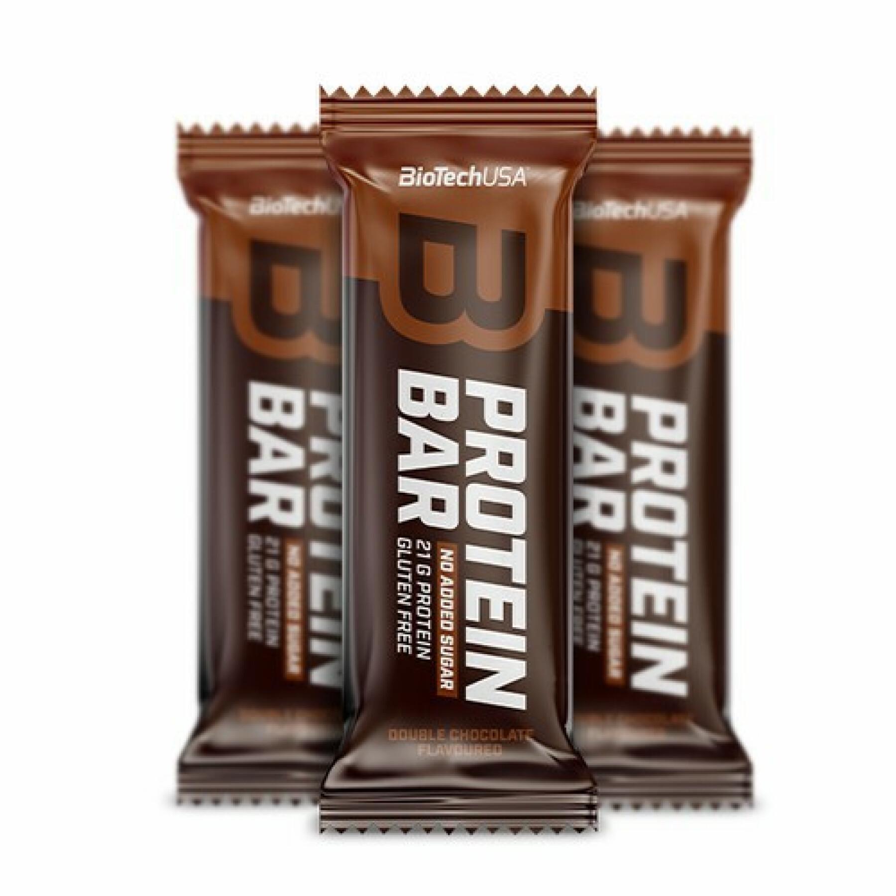 Caixas de barras de proteínas Biotech USA - Double chocolat (x16)