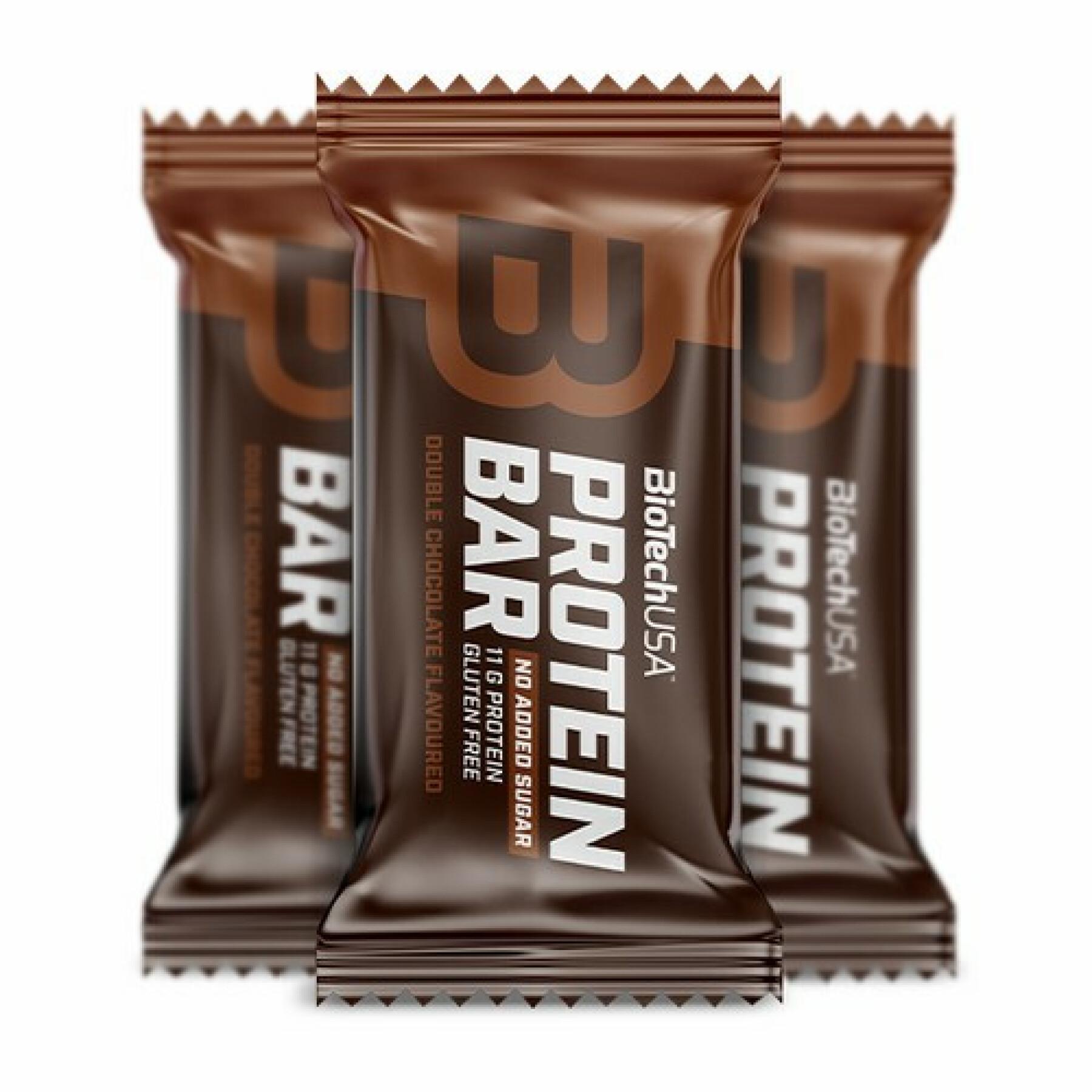 Pacote de 20 caixas de salgadinhos de barra de proteínas Biotech USA - Double chocolat