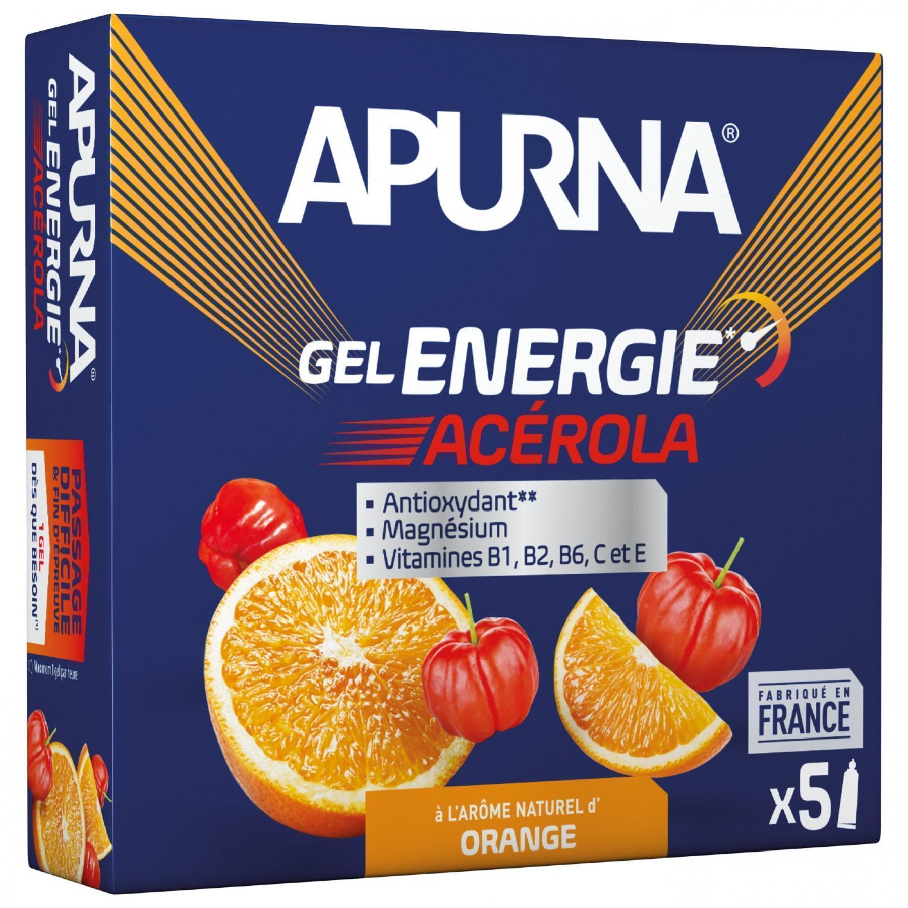 Pacote de 5 géis Apurna Energie Acérola Orange - 35g