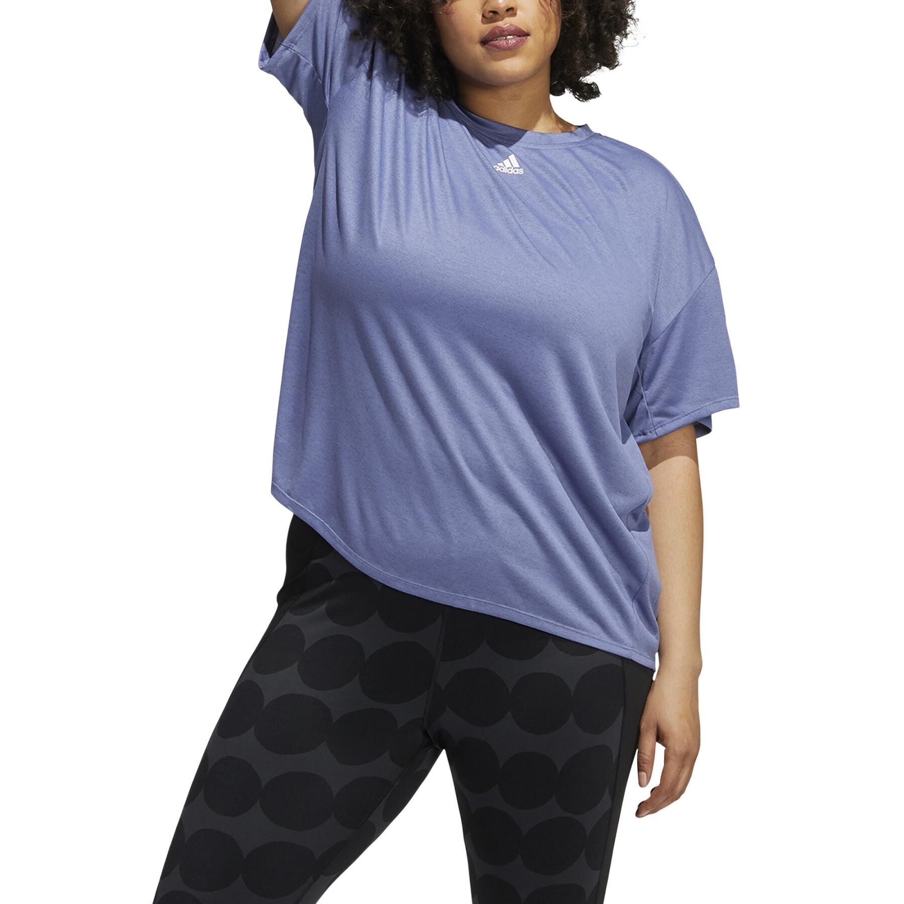 T-shirt mulher adidas Training 3-Stripes Aeroready (tamanhos grandes)
