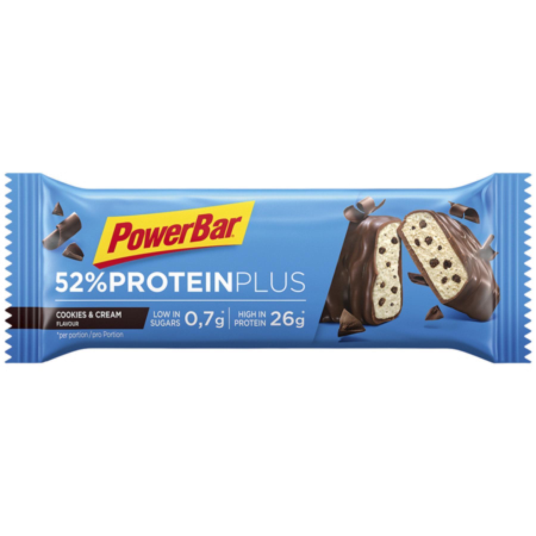 Pacote de 20 barras PowerBar 52% ProteinPlus Low Sugar Cookies & Cream