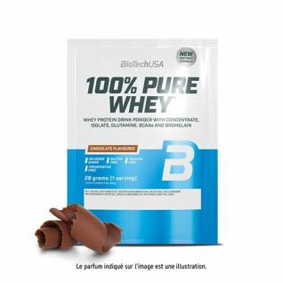 50 pacotes de proteína de soro de leite 100% pura Biotech USA - Chocolate - 28g
