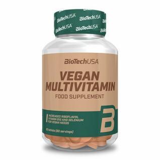 Pacote de 12 frascos de multivitaminas vegan Biotech USA - 60 Comp